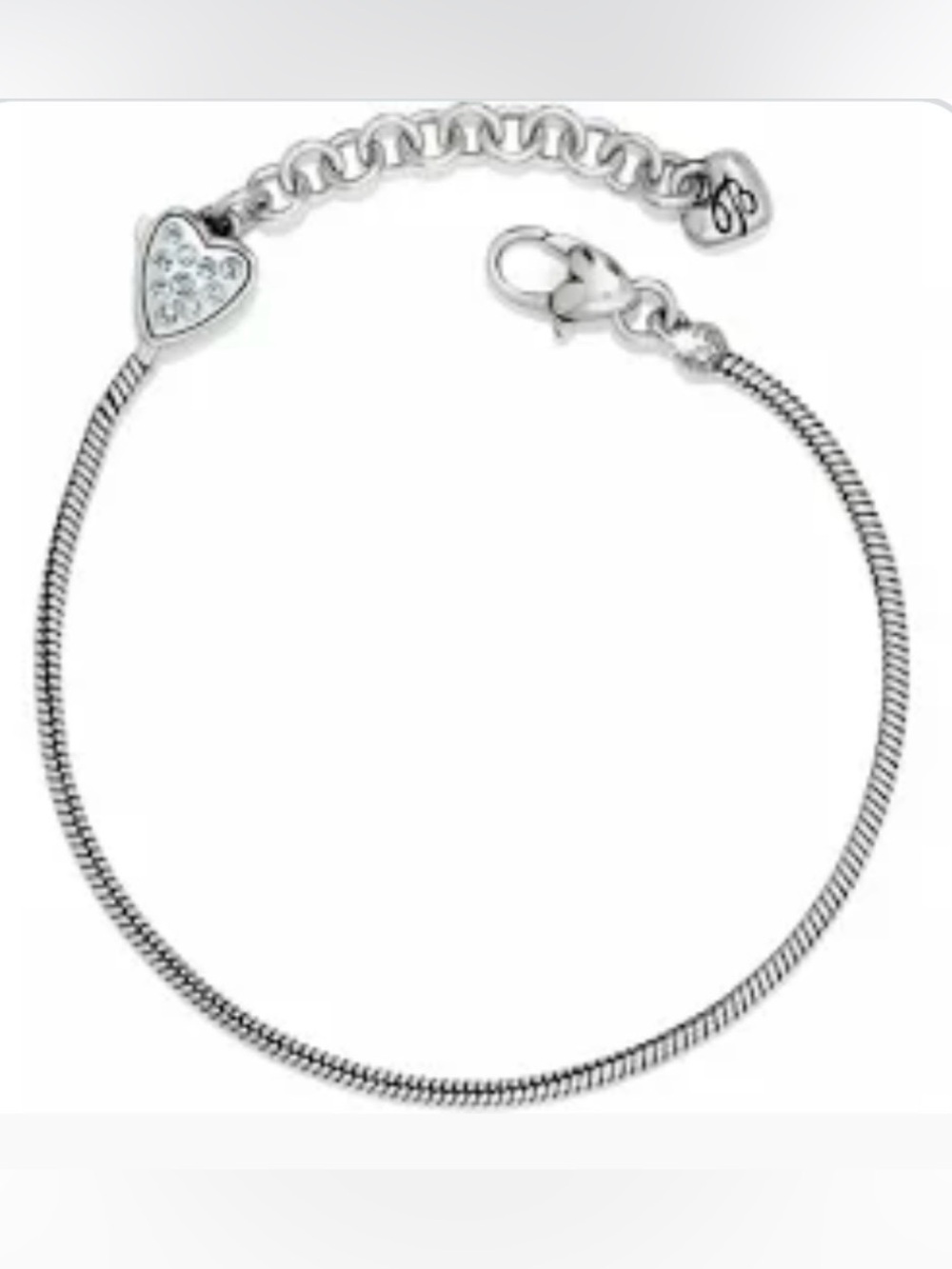 Brighton mini charm bracelet snake chain w/heart charm